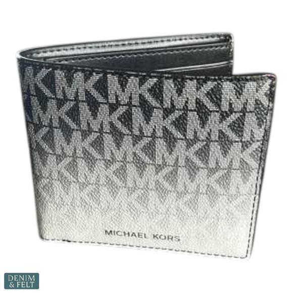 Michael Kors Cooper Ombré Signature Logo Billfold Wallet Black White NEW - Picture 2 of 7